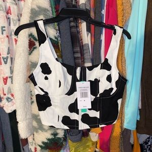 Cow print crop tank and skirt set